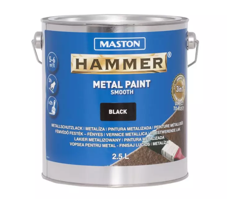 MASTON HAMMER MUSTA 2,5L - Metallimaalit ja kuumakestomaalit - 886201 - 1