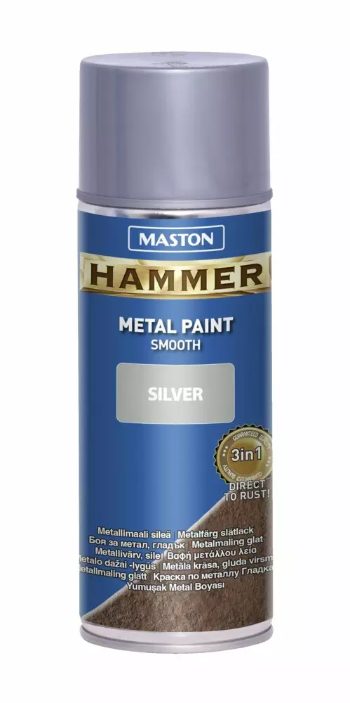 MASTON HAMMER SMOOTH SPRAY HOPEA 400ML - Metallimaalit ja kuumakestomaalit - 6412490017743 - 1