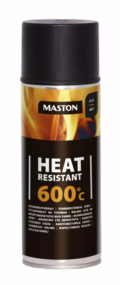 MASTON KUUMAKESTOSPRAY 600C MUSTA - Metallimaalit ja kuumakestomaalit - 6412497102213 - 1
