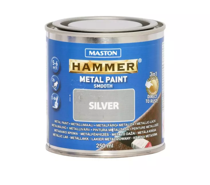 MASTON HAMMER HOPEA 250ML - Metallimaalit ja kuumakestomaalit - 6412498860037 - 1