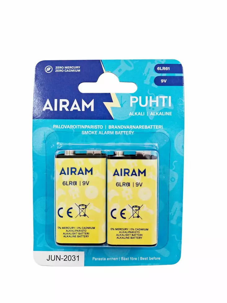 Airam paristo puhti 9V 2kpl/pkt - Paristot - 6435200192479 - 2
